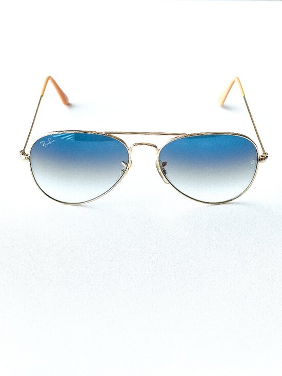 Ray-Ban RB3025 Aviator Sunglasses Arista Gold Light Blue Gradient 55mm w/ Case main image 14